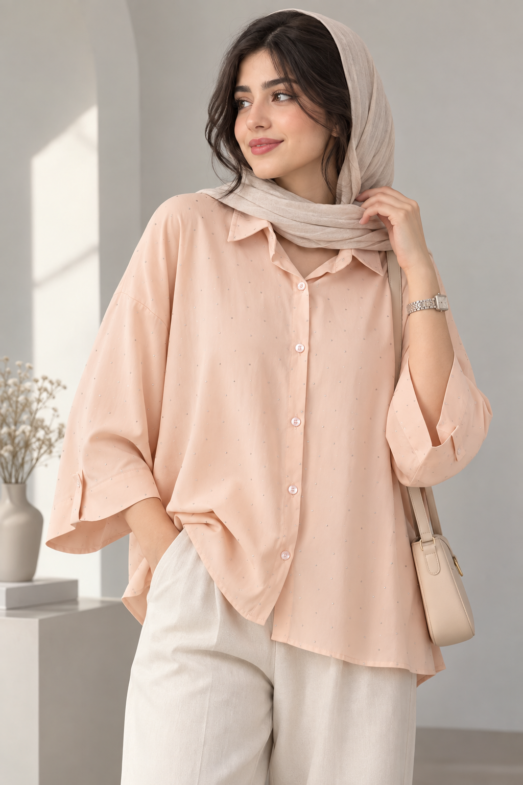 شومیز نگین دار ریزشی